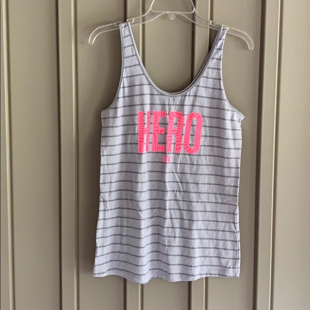 Under Armour Gray & Pink Hero Tank Top size Medium